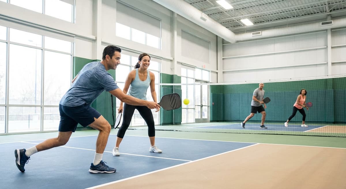 Doubles pickleball match