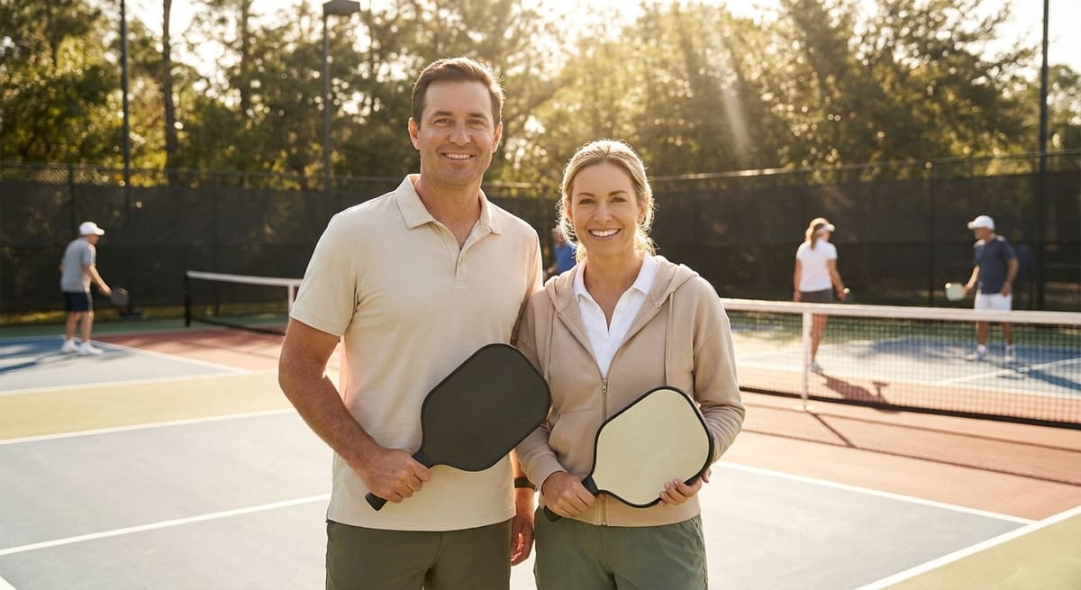 Pickleball partners smiling